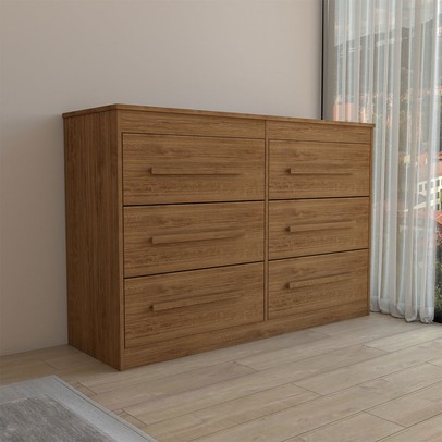 Guarda-Roupa Casal Europa 4 Portas 2 Gavetas e Cômoda 6 Gavetas Cinamomo/Off White - Panorama Móveis