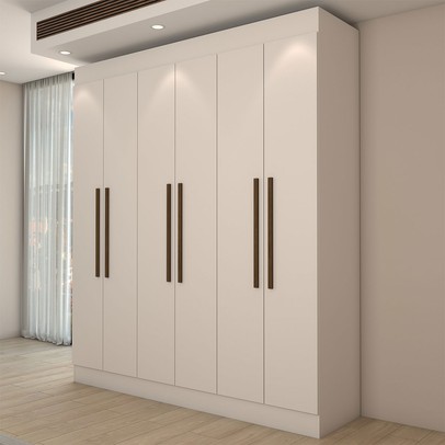 Guarda-Roupa Casal Europa 6 Portas 2 Gavetas e Cômoda 6 Gavetas 100% Mdf Branco - Panorama Móveis