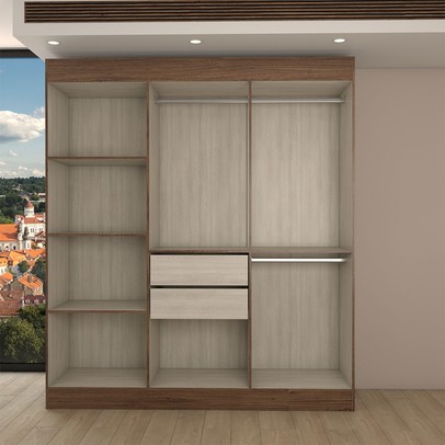 Guarda-Roupa Casal Europa 6 Portas 2 Gavetas e Cômoda 6 Gavetas 100% Mdf Castanho - Panorama Móveis