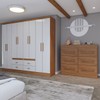 Guarda-Roupa Casal Europa 8 Portas 4 Gavetas e Cômoda 6 Gavetas Cinamomo/Off White - Panorama Móveis