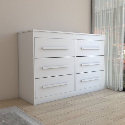 Guarda-Roupa Casal Europa 6 Portas 2 Gavetas com Cômoda 6 Gavetas 100% Mdf Branco - Panorama Móveis