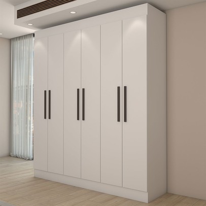 Guarda-Roupa Casal Europa 6 Portas 2 Gavetas com Cômoda 6 Gavetas 100% Mdf Branco - Panorama Móveis