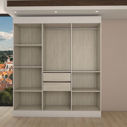 Guarda-Roupa Casal Europa 6 Portas 2 Gavetas com Cômoda 6 Gavetas 100% Mdf Branco - Panorama Móveis