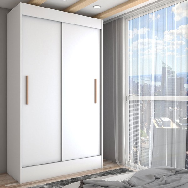 Guarda-Roupa Solteiro Europa 2 Portas 2 Gavetas Branco - Panorama Móveis