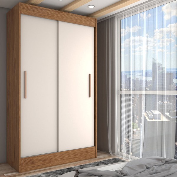 Guarda-Roupa Solteiro Europa 2 Portas 2 Gavetas Cinamomo/Off White - Panorama Móveis