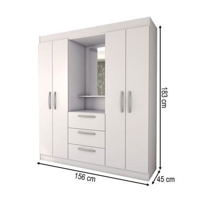 Guarda-Roupa Solteiro Europa 4 Portas 3 Gavetas Branco - Panorama Móveis