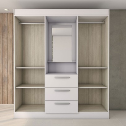 Guarda-Roupa Solteiro Europa 4 Portas 3 Gavetas Branco - Panorama Móveis