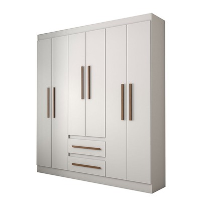 Guarda-Roupa Solteiro Europa 6 Portas 2 Gavetas 100% Mdf Branco - Panorama Móveis