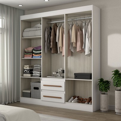 Guarda-Roupa Solteiro Europa 6 Portas 2 Gavetas 100% Mdf Branco - Panorama Móveis