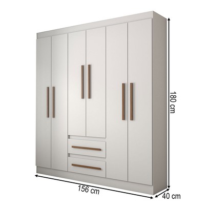 Guarda-Roupa Solteiro Europa 6 Portas 2 Gavetas 100% Mdf Branco - Panorama Móveis