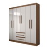 Guarda-Roupa Solteiro Europa 6 Portas 2 Gavetas 100% Mdf Cinamomo/Off White - Panorama Móveis