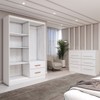 Guarda-Roupa Solteiro Europa 4 Portas 2 Gavetas e Cômoda 6 Gavetas com Espelho Branco - Panorama Móveis