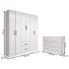 Guarda-Roupa Solteiro Europa 6 Portas 2 Gavetas com Cômoda 6 Gavetas Branco - Panorama Móveis