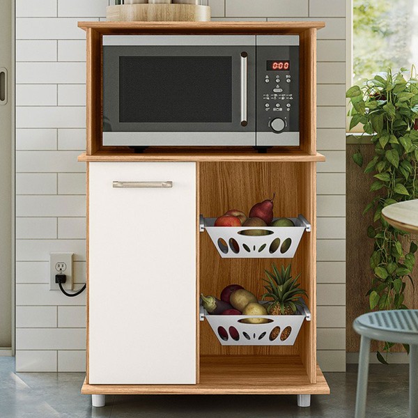 Armário de Cozinha Fruteira Malu 1 Porta Freijó/Off White Cristal - Nicioli