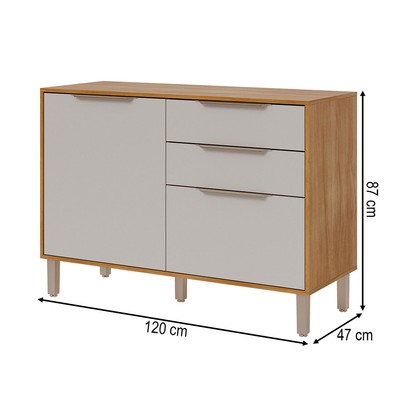Balcão de Cozinha 120 Cm Divina 2 Portas 2 Gavetas Cinamomo/Off White - Mgm Móveis
