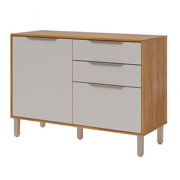 Balcão de Cozinha 120 Cm Divina 2 Portas 2 Gavetas Cinamomo/Off White - Mgm Móveis