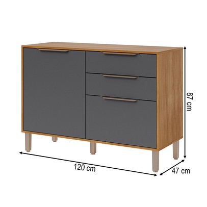 Balcão de Cozinha 120 Cm Divina 2 Portas 2 Gavetas Cinamomo/Titanium - Mgm Móveis