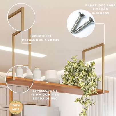 Prateleira Decorativa 125 Cm Gourmet Cinamomo - Mgm Móveis