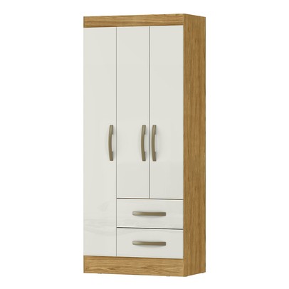 Guarda-Roupa Solteiro Adolfo 3 Portas 2 Gavetas Marrocos/Off White - Mx Móveis