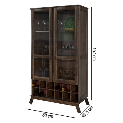 Cristaleira Paris 2 Portas 2 Prateleiras com Vidro Imbuia Natural - Rodmoveis