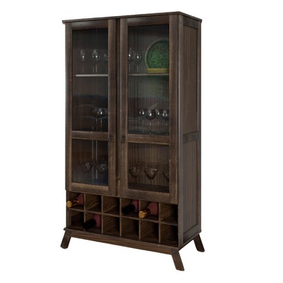 Cristaleira Paris 2 Portas 2 Prateleiras com Vidro Imbuia Natural - Rodmoveis