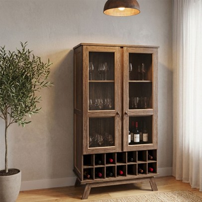 Cristaleira Paris 2 Portas 2 Prateleiras com Vidro Imbuia Natural - Rodmoveis