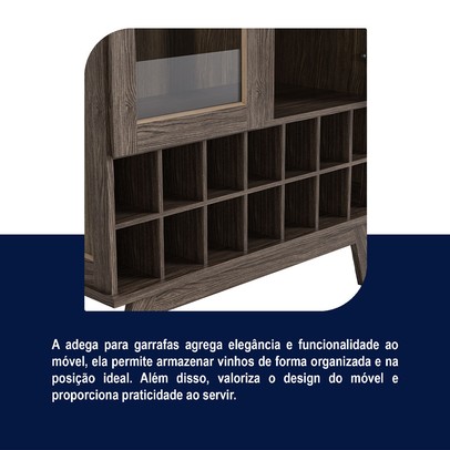 Cristaleira Paris 2 Portas 2 Prateleiras com Vidro Imbuia Natural - Rodmoveis