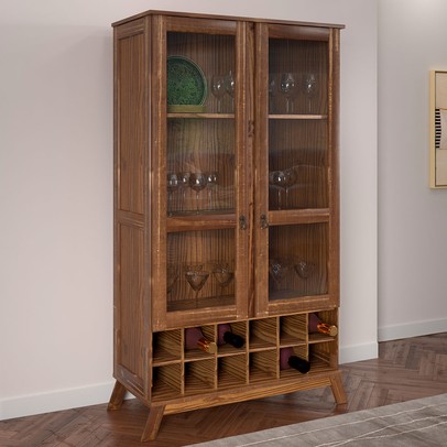 Cristaleira Paris 2 Portas 2 Prateleiras com Vidro Ypê - Rodmoveis