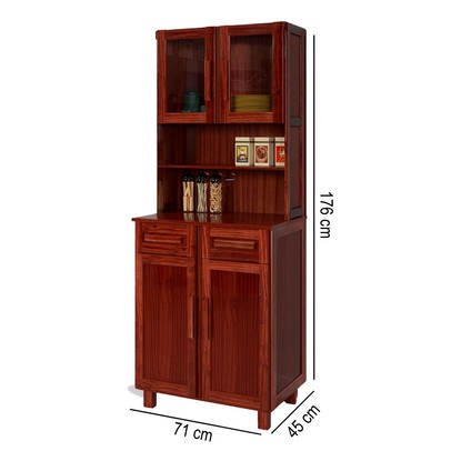 Armário de Cozinha Sergipe 4 Portas 2 Prateleiras com Vidro Mel - Rodmoveis