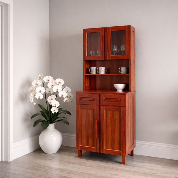 Armário de Cozinha Sergipe 4 Portas 2 Prateleiras com Vidro Mel - Rodmoveis