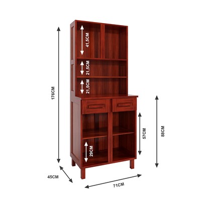 Armário de Cozinha Sergipe 4 Portas 2 Prateleiras com Vidro Mel - Rodmoveis