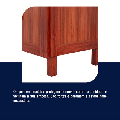 Armário de Cozinha Sergipe 4 Portas 2 Prateleiras com Vidro Mel - Rodmoveis