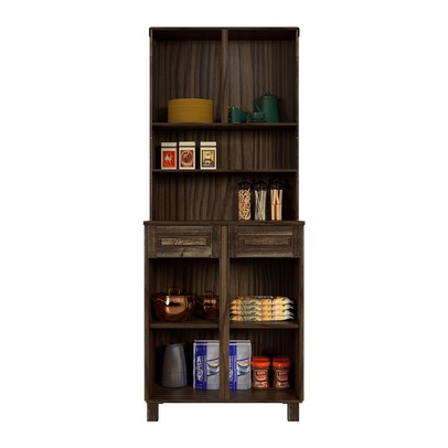 Armário de Cozinha Sergipe 4 Portas 2 Prateleiras com Vidro Imbuia Natural - Rodmoveis