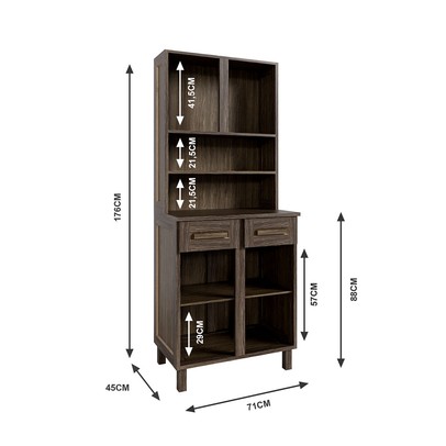 Armário de Cozinha Sergipe 4 Portas 2 Prateleiras com Vidro Imbuia Natural - Rodmoveis