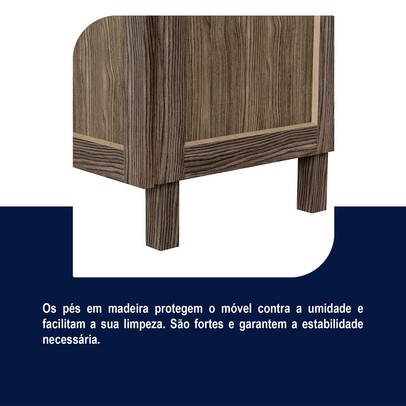 Armário de Cozinha Sergipe 4 Portas 2 Prateleiras com Vidro Imbuia Natural - Rodmoveis