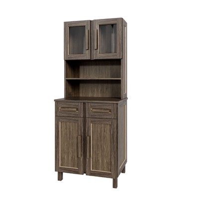 Armário de Cozinha Sergipe 4 Portas 2 Prateleiras com Vidro Imbuia Natural - Rodmoveis