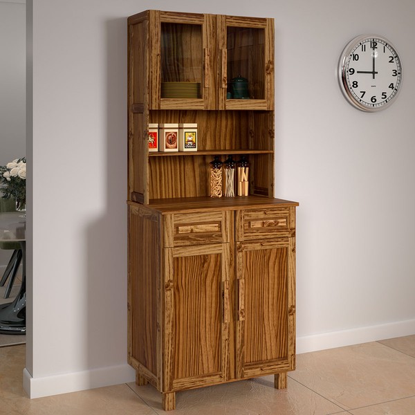 Armário de Cozinha Sergipe 4 Portas 2 Prateleiras com Vidro Ypê - Rodmoveis