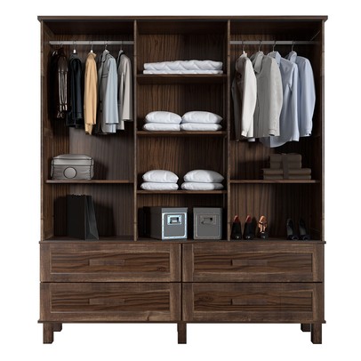 Guarda-Roupa Casal Grécia 3 Portas 4 Gavetas com Espelho Imbuia Natural - Rodmoveis