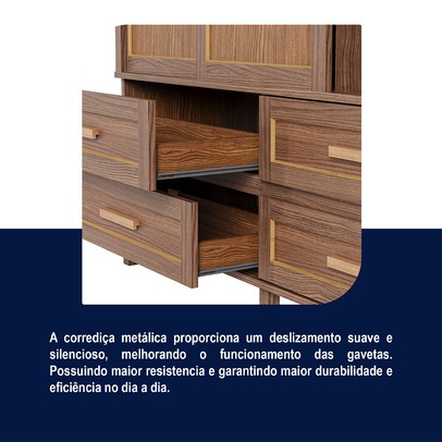 Guarda-Roupa Casal Grécia 3 Portas 4 Gavetas com Espelho Ypê - Rodmoveis