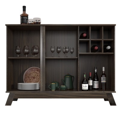 Balcão Buffet Paris 3 Portas 1 Prateleira com Vidro Imbuia Natural - Rodmoveis