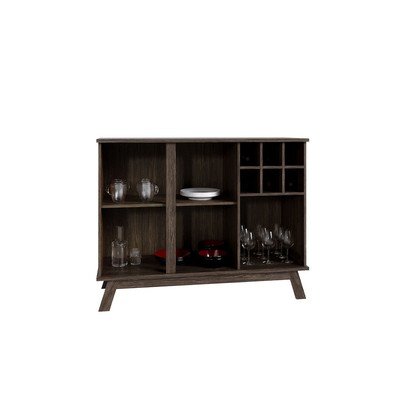 Balcão Buffet Paris 3 Portas 1 Prateleira com Vidro Imbuia Natural - Rodmoveis