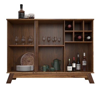 Balcão Buffet Paris 3 Portas 1 Prateleira com Vidro Ypê - Rodmoveis