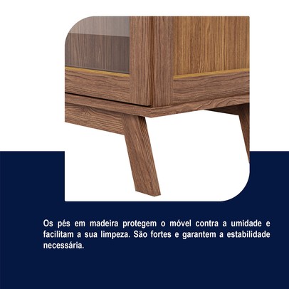 Balcão Buffet Paris 3 Portas 1 Prateleira com Vidro Ypê - Rodmoveis