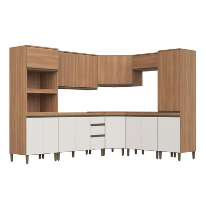 Cozinha Completa Cecília 14 Portas 3 Gavetas Freijó/Off White - Jcarvalho