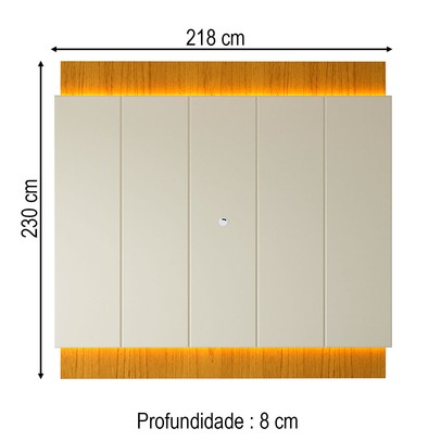 Painel para TV Até 85 Polegadas Magnífico 100% Mdf com Led Naturale/Off White - Gelius