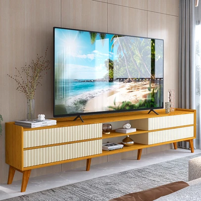 Rack para TV Até 85 Polegadas Magnífico 4 Gavetas Ripado 100% Mdf Naturale/Off White - Gelius