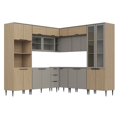 Cozinha Completa Lavínia 22 Portas 3 Gavetas e Vidro Imperial/Fume - Jcarvalho