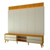 Rack com Painel para TV Até 85 Polegadas Magnífico 4 Gavetas Ripado 100% Mdf com Led Naturale/Off White - Gelius