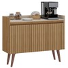 Balcão Buffet Retro 3 Portas 1 Prateleira Ripado 3d Canelato/Natura/Off White - Atualle Móveis