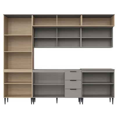 Cozinha Completa Lavínia 15 Portas 3 Gavetas com Vidro Imperial/Fume - Jcarvalho